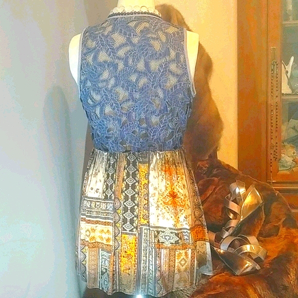 Gimmicks Boho Hippie Inspired Jean n Netting Vest - Picture 3 of 6